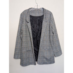 Soft Surroundings Blazer Women's M Grey Black Plaid Jacket